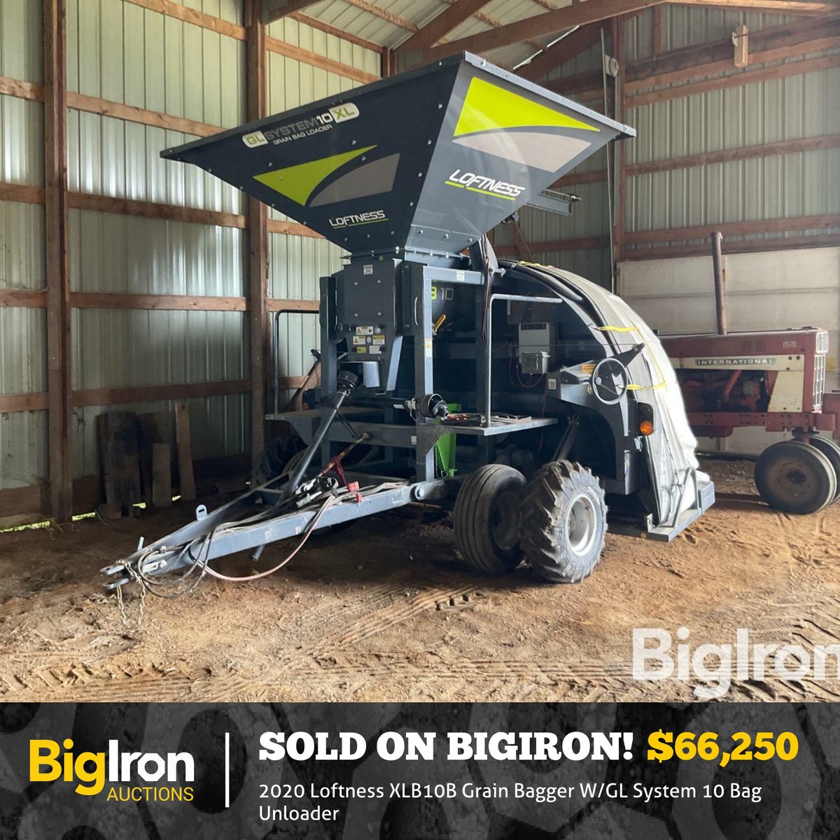 BigIronAuctions's tweet photo. A 2020 Loftness XLB10B Grain Bagger W/GL System 10 Bag Unloader in IA just sold for $66,250 in a recent BigIron auction. Interested in selling? Learn more by calling 1-800-937-3558 or visiting https://t.co/FZLOs6RGrx #auctions #results #GrainBagger #Loftness https://t.co/mTqLWifUsE