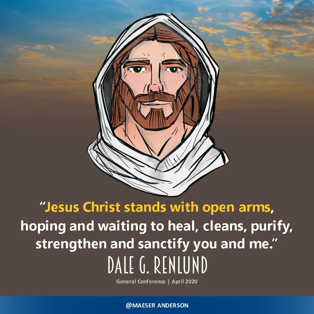 “Jesus Christ stands with open arms, hoping and waiting to heal, cleans, purify, strengthen and sanctify you and me.” - Dale G. Renlund

SOURCE: General Conference | April 2020 
———
#generalconference #HearHim #JesusChrist #sharegoodness #ComeFollowMe #strivetobe #quotestoliveby https://t.co/44lLHKZGK4