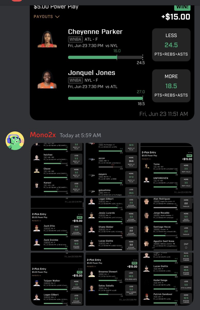 Discord has been going CRAZY lately. On mlb, WNBA, LoL. You name it and we greenin. #prizepicklocks #prizepicknba #prizepickscsgo #prizepickskbo #prizepickslol #GambingTwitter  #prizepicksmlb #PrizePicks join the discord ->> discord.gg/F64tYmZs