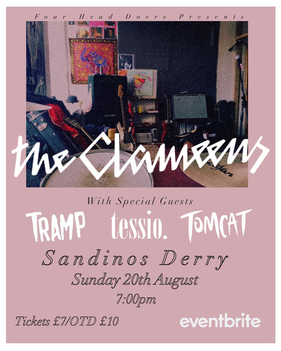 TICKETS!
Due to such high demand we are now making this a ticketed event. You will be able to secure your tickets on 26th June from eventbrite or link below. With those tickets you will also get to see our amazing
Tramp  Tessio and Tomcat wth be joining us
eventbrite.com/e/theclameens-…