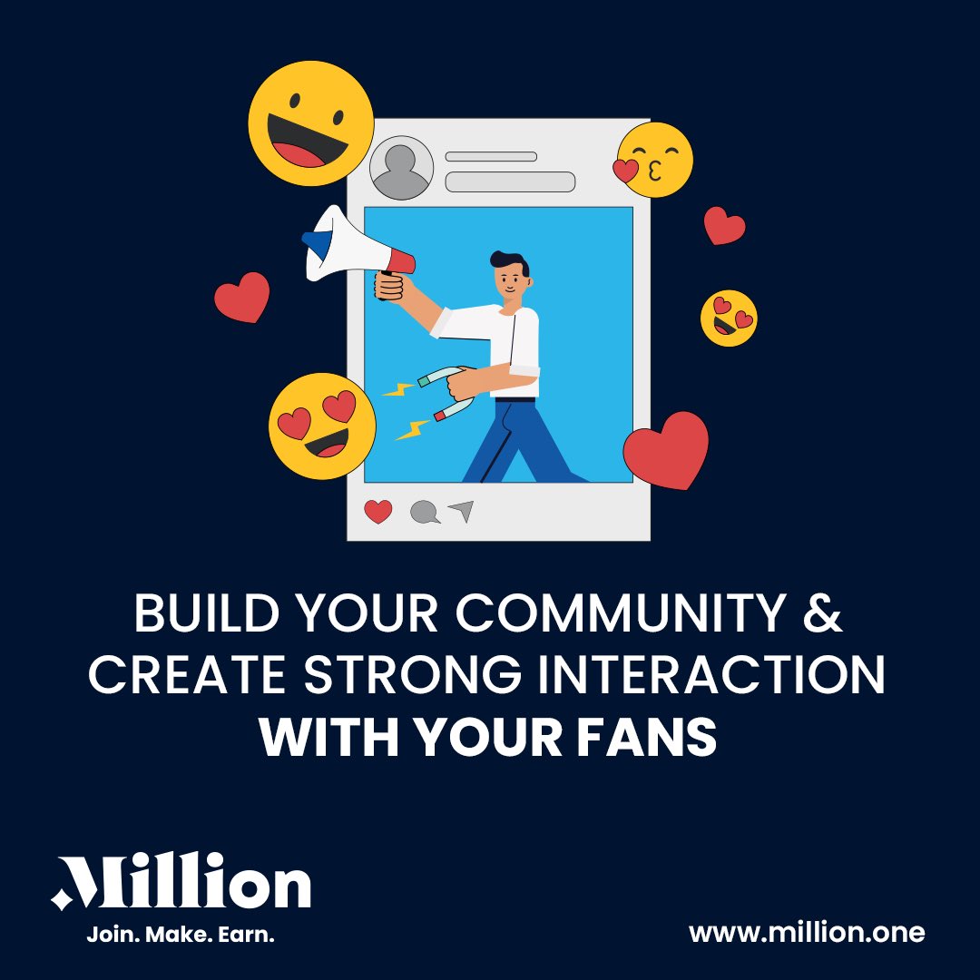 Build a Thriving #Community!
#Connect &amp; #engage with #fans like never before, fueling #creativity and supporting your #journey. 
Join us now to unlock endless #growth &amp; #interaction!
Start building your dream community at million.one/make-money-doi… 
#JoinAMillion #Million #creators