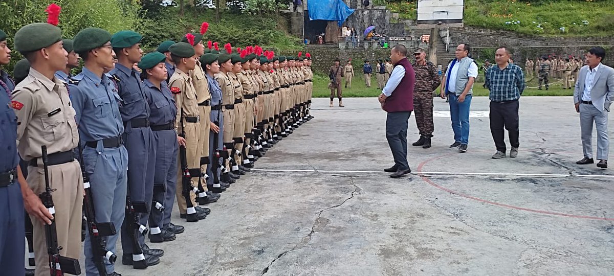 nccner's tweet photo. Shri S. Keoshu Yimkhiung, Advisor, Directorate of Youth Resources (DYRS) Nagaland, Shri Wezope Kenye, IAS, Secretary, DYRS &amp; Mr Kevisevolie Sekhose, Dir, DYRS visited ongoing CATC-29 being conducted by 1 Naga Girls Bn NCC at Sazolie College, Jotsoma 
@HQ_DG_NCC @prodefkohima https://t.co/0Q0Y3EhVyI