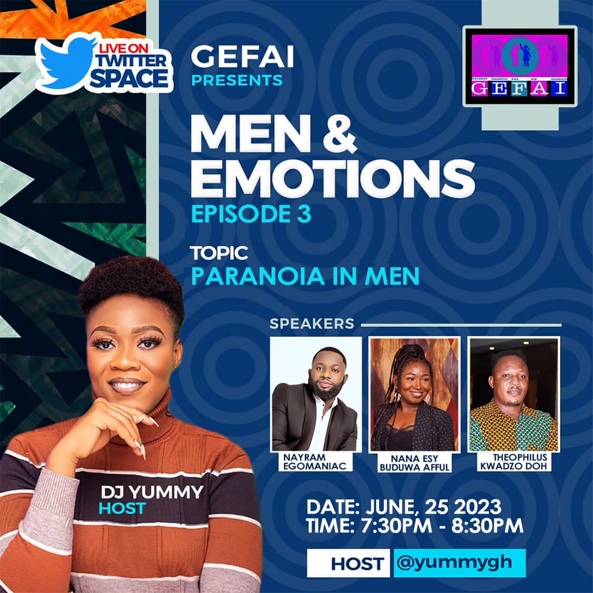 On the third episode of men&amp;Emotions we discuss paranoia among males as part of "Men Mental Health Month." Join us on Twitter as we delve into this fascinating subject.
x.com/i/spaces/1OdKr…