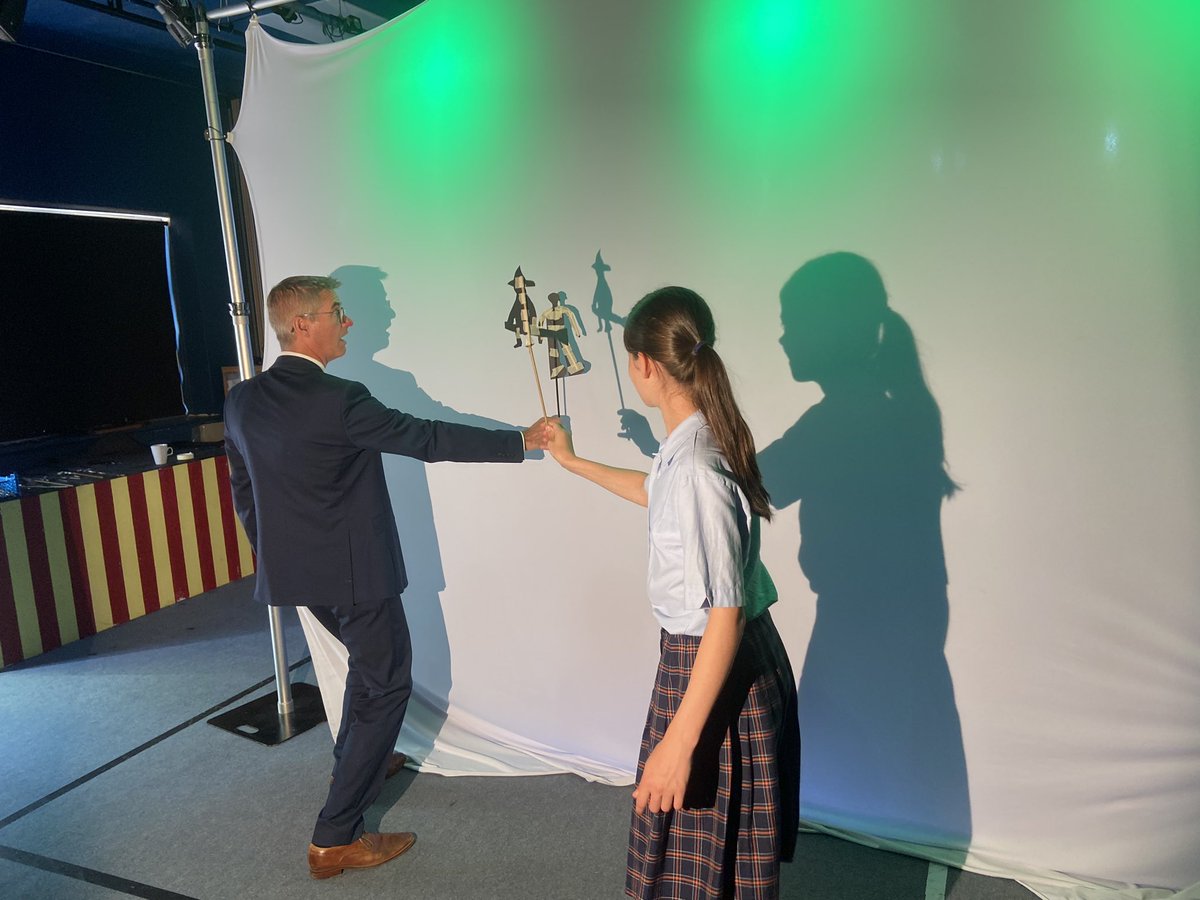 Mr Yates being shown how we use shadow work in drama during the open morning today. <a href="/StSwithunsDrama/">St Swithun's Drama</a>