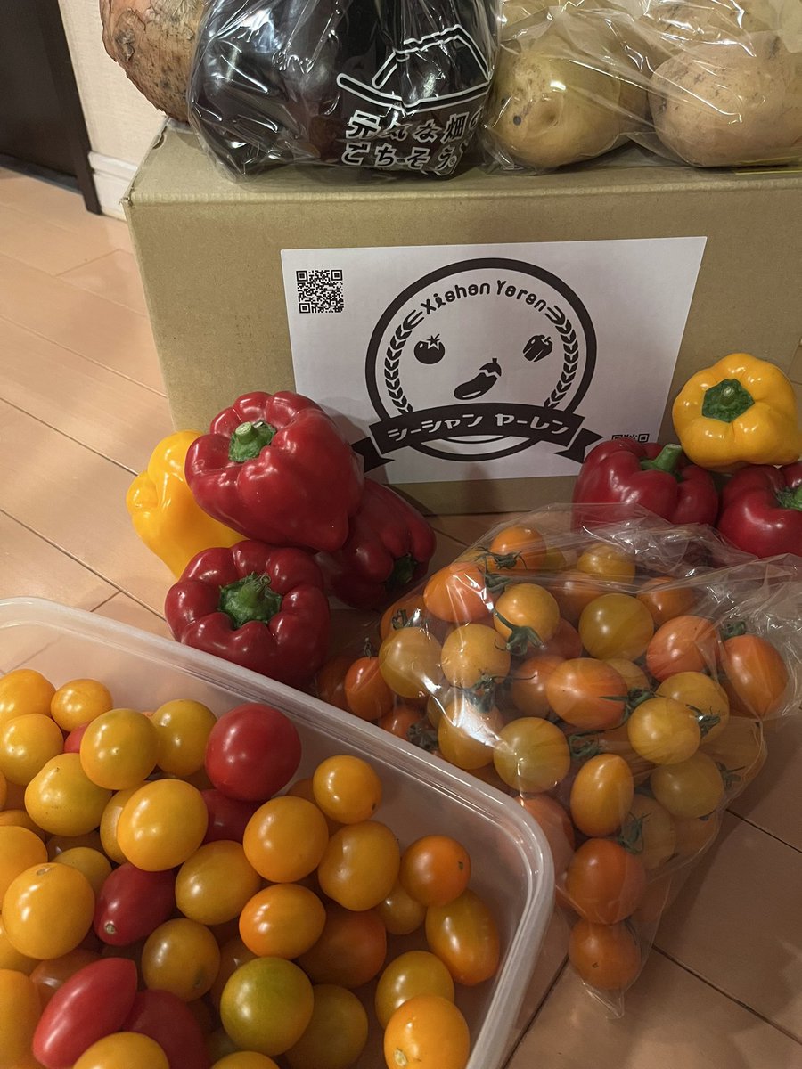 義弟くんから、美味しい野菜を送ってもらった😋。ここのお野菜で作るラタトューユ、ミートソースが一番美味しくできる🍅🍆🧅🫑❤️。いつもありがとう〜！

♯シーシャンヤーレン
♯いつもありがとう