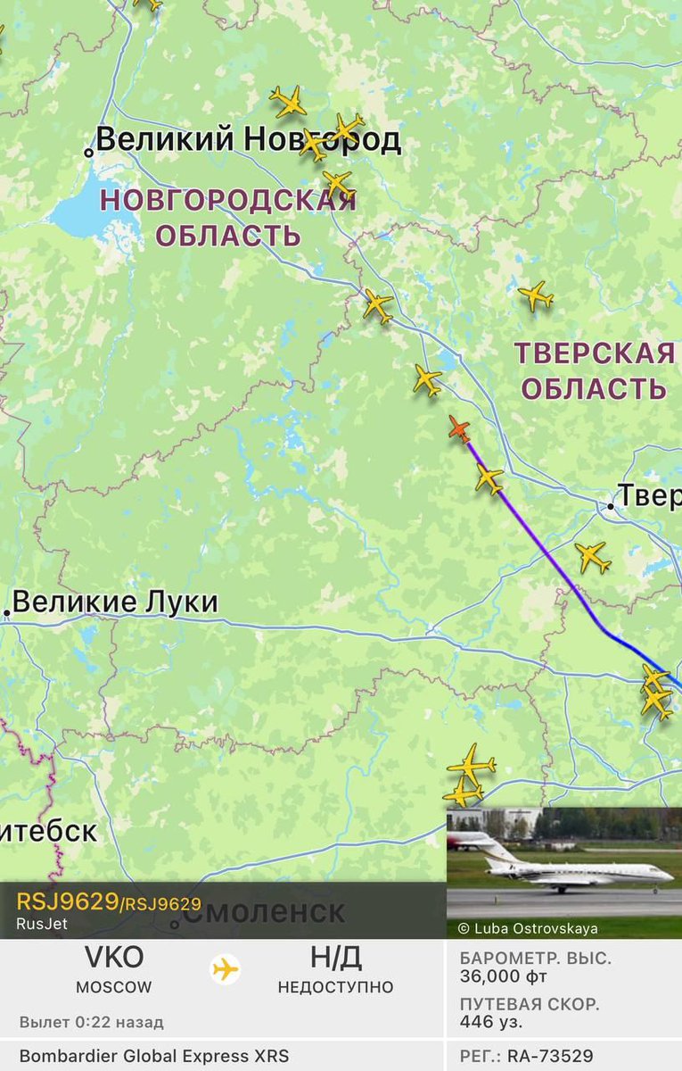 nexta_tv's tweet image. Are the elites fleeing?

It is reported that Prime Minister Mishustin's plane has left for St. Petersburg.

Several other business jets are also on their way to Russia's northern capital.

In addition, the richest member of the government, Deputy Prime Minister Denis Manturov,…