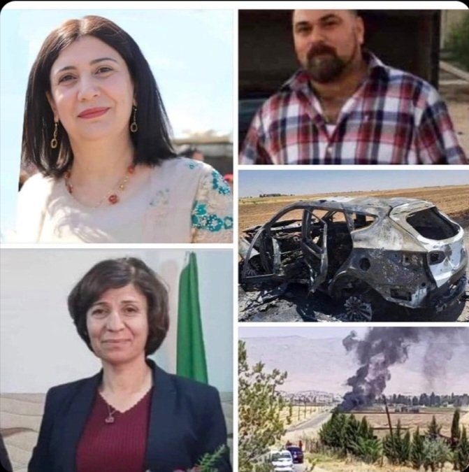 Sinan Mohamad: The  co-chair of the Qamishlo Council, Yousra Darwish, her deputy Lyman Shweish, and their driver, Furat Toma, were killed, and the co-chair of the council, Kabi Shimon, was injured in a bombing by a Turkish drone attack today . Stop destabilizing our region.