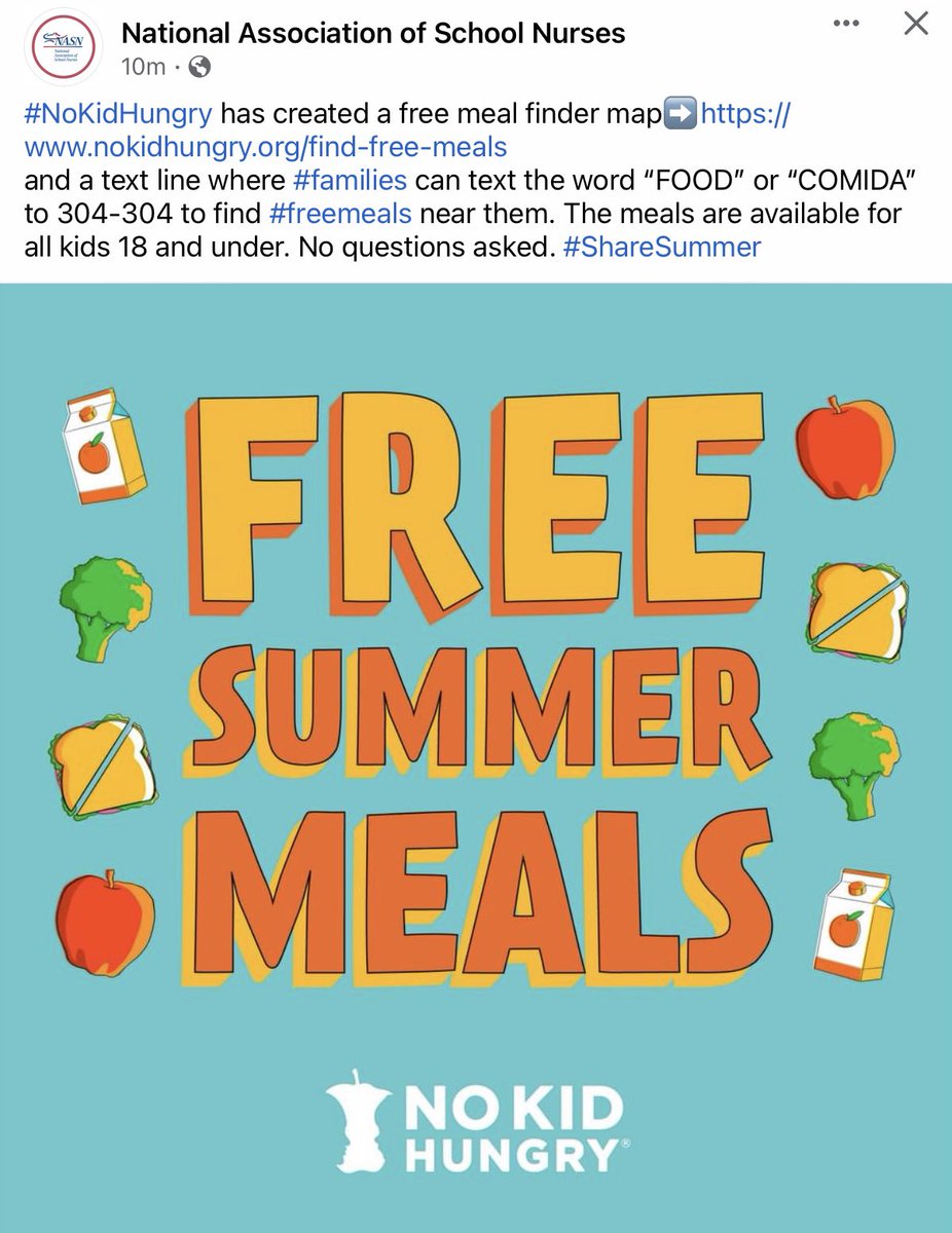 #NoKidHungry has created a free meal finder map➡nokidhungry.org/find-free-meals
and a text line where #families can text the word “FOOD” or “COMIDA” to 304-304 to find #freemeals near them. The meals are available for all kids 18 and under. No questions asked. #ShareSummer