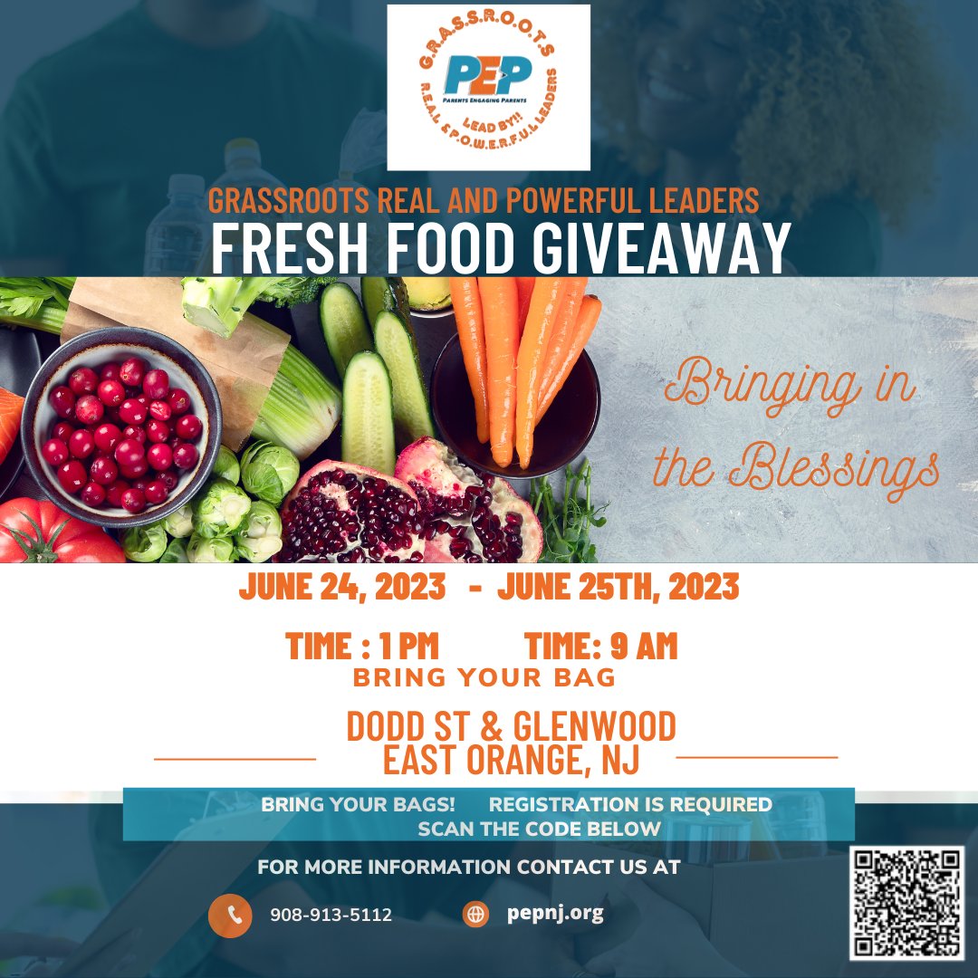 Time & UPDATE! The Weather is Weathering! Keep an eye out  for us June 24th 1 pm & June 25th 9 am Bringing in the Blessings of Healthy Produce #PEPNJ #REALLeaders  #POWERFULLeaders #eastorange  Tap link to register conta.cc/3XDYW7D