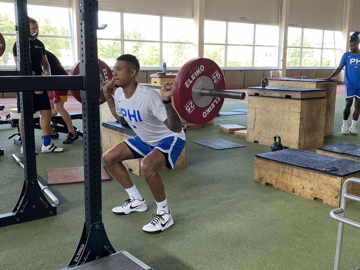 Generation iron 🏋️‍♂️ Gilas Pilipinas putting in the work before basketball practice in their second day in Estonia. 📸@carlo_pamintuan #FIBAWC #WinForAll #WinForPilipinas [1/2]