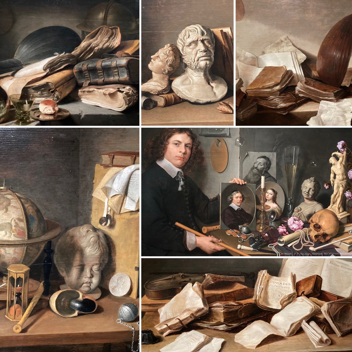 Verkreukte bladzijden, boeken met ezelsoren, een globe, schedel, zandloper en een lege schelp… allemaal symbolen van de vergankelijkheid die pronken op de prachtige vanitasstillevens in de expo David Bailly - tijd, dood en ijdelheid <a href="/DeLakenhal/">Museum De Lakenhal</a> #laatstekans