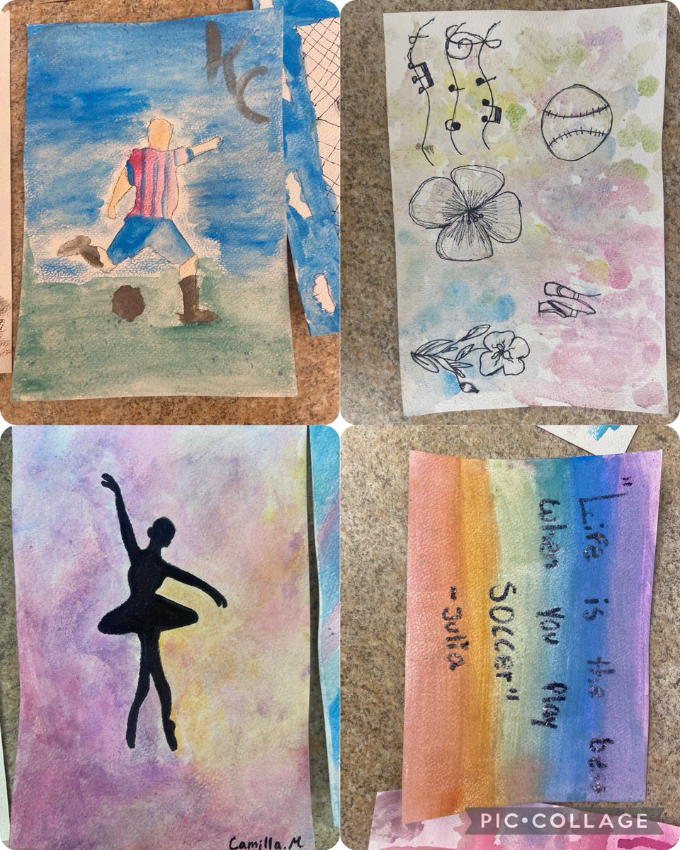 On Friday, @MsJHolding led the students in a watercolour painting activity called “Looking Like Me” where students were tasked with creating an art piece that represents who they are. Look at these masterpieces 🎨🖌️🧑‍🎨🖼️@HolyRosaryM #WeAreHRM