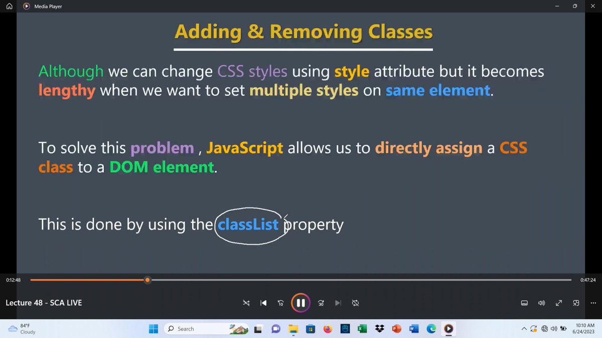 nishabhattnisha's tweet image. Day 24,
Update 🙌
Today I continuting Learning

Adding and Removing classes in JavaScript 
&amp;amp; Solving program .....
#60DaysOfLearningWithLeapfrog 
#LearningWithLeapfrog2023
#LSPPLearningD24