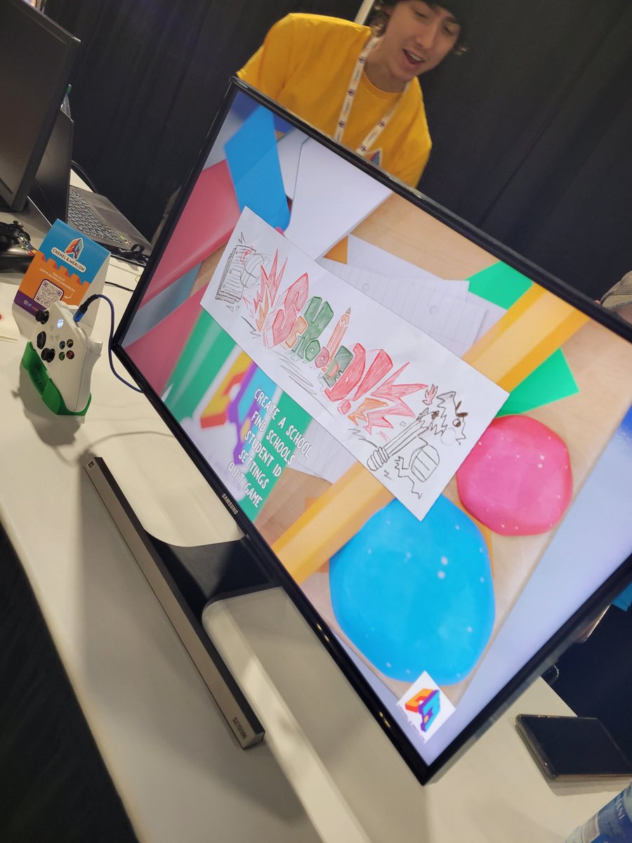 GameDevYQL's tweet image. Interested in game dev is Alberta? Want to see what some of our local devs are up to? Come chat with us at Game Con Canada, check out Schooled by @CrenelAndMerlon, and doodle on the desk (without getting detention 😉)!