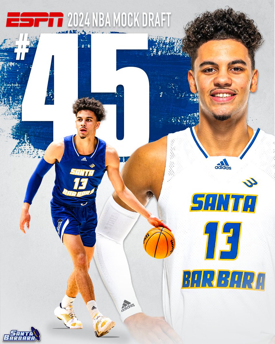 Big West Player of the Year Ajay Mitchell appears at #45 in ESPN's first edition of the 2024 NBA Mock Draft

#GoGauchos | @ajaymitchell09