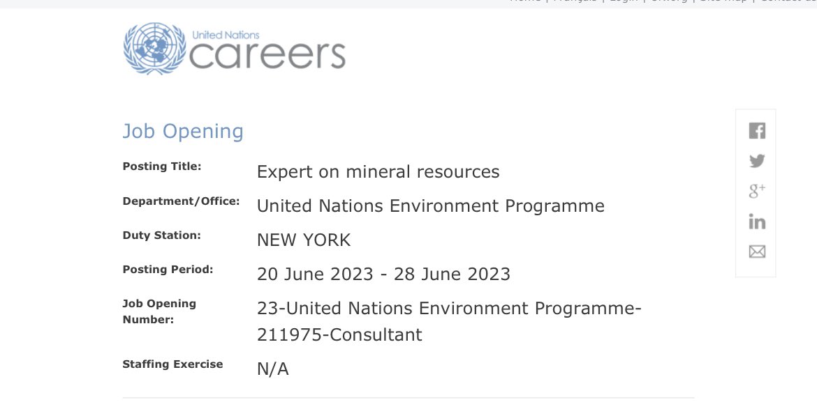 UN VACANCY: Expert in Mineral Resources 

careers.un.org/lbw/jobdetail.…
#JobAlert #vacancy #jobopening #sdgs 
#SustainableDevelopment