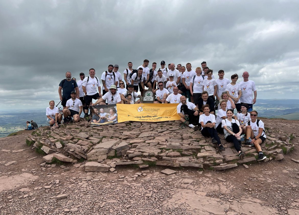 We done it. 24 miles 54,295 steps. The lion Treorchy to pen y fan and back down. Hanging out. Just over £9000 raised so far to date. What a team what a community #lovewhereyoulive #TheRhondda #Treorchy @TreorchyZebras