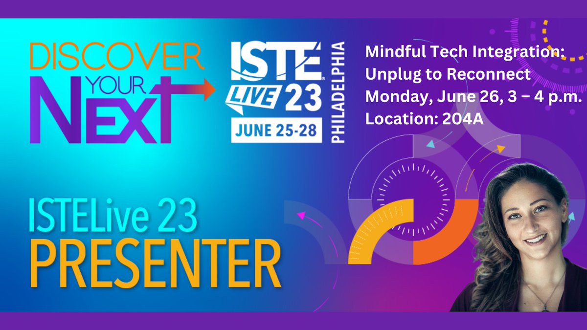 #ISTELive23  Join me to discuss ways to integrate technology, mindfully! First time #ISTE presenter, long time #edtech advocate.

Mindful Tech Integration: Unplug to Reconnect
Monday, June 26, 3 – 4 p.m.
Location: 204A

#ISTE23 <a href="/NYCSchools/">NYC Public Schools</a> <a href="/ISTEofficial/">ISTE</a> #ISTELive <a href="/techlearning/">techlearning</a>