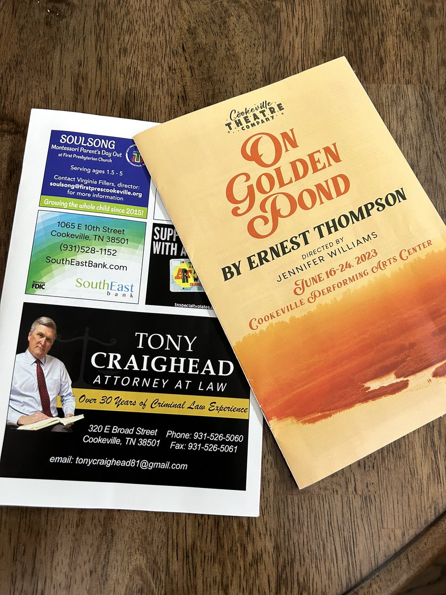 AJCRAIGH's tweet image. Great show last night.  Happy to support the Theater Group.  #OnGoldenPond #SupportLocalTheater