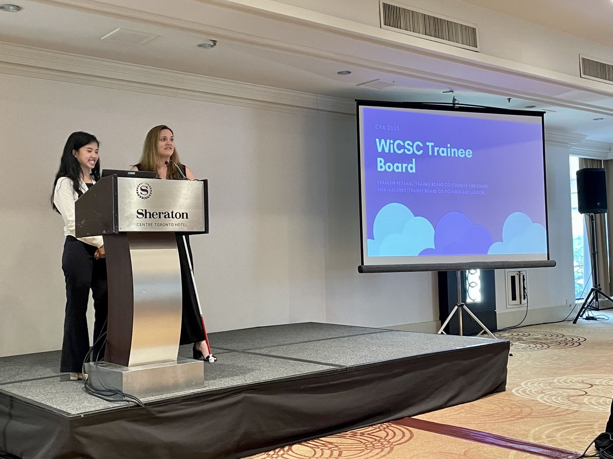 WiCSCanada's tweet image. Next, @FrauleinRetanal and @CogEmoLab described the launch of @WiCSC_Trainee and the amazing resources available at wicsc.ca