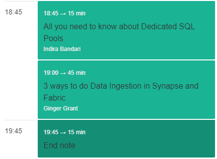datatoboggan's tweet image. Sessions still to come #azuresynapse @Azure_Synapse #MicrosoftFabric #AzureDataCommunity #data