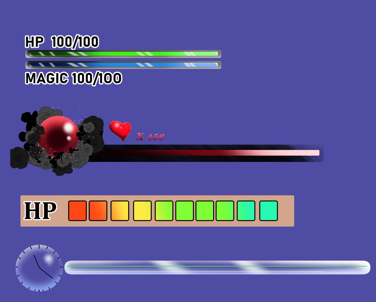 Just made up some video game Life bar interfaces.
I dont know why I like health bars a lot.