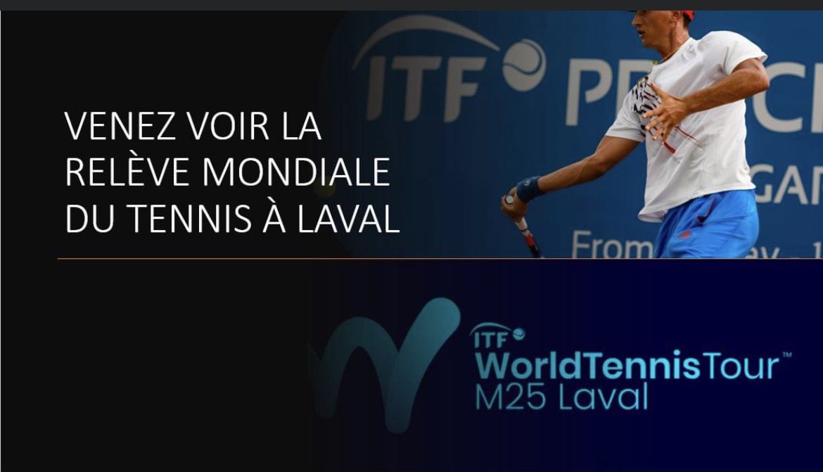 MCPageau's tweet photo. Laval sera l’hôte d’un tournoi ITF professionnel de tennis masculin du 9-16 juillet. Ne ratez pas cette chance de voir évoluer des joueurs d’envergure internationale et de partout dans le monde. Achetez vos billets dès maintenant juste ici 👉🏻 https://t.co/LBeT2gKGwx https://t.co/k6iIs1f1pt