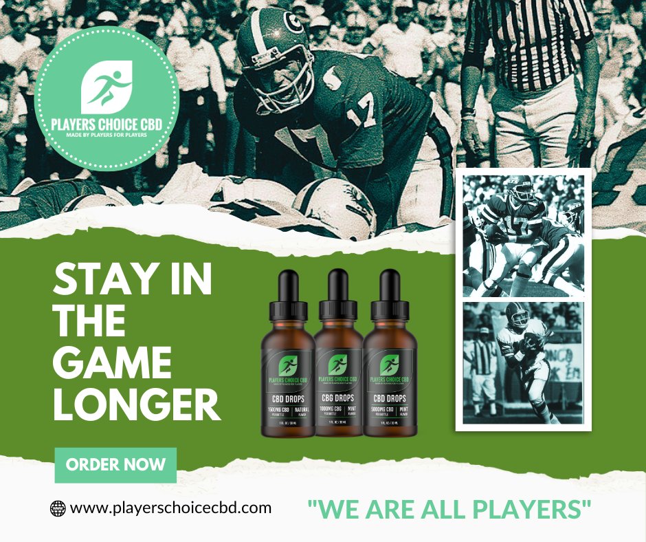 Stay in the game longer
Check us out: playerschoicecbd.com
#playerschoice #playerschoicecbd #cbd #athletelife #weareallplayers #madeforplayersbyplayers #cbdoil #cbdlife #cbdproducts #training #headinthegame #trainharder #recoverfaster #cbdgummies #wellness