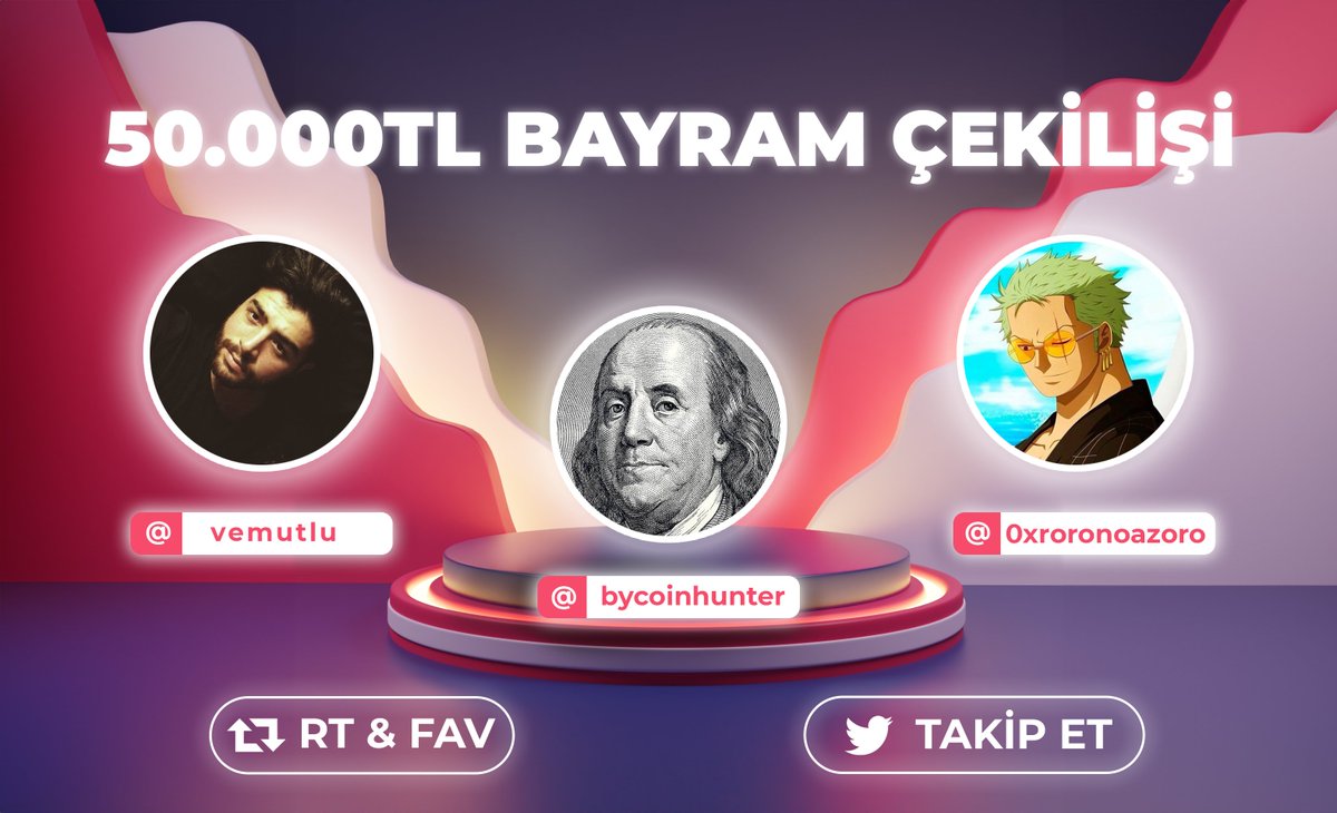 🎁 50.000 TL BAYRAM ÇEKİLİŞİ

1⃣  Takip et: <a href="/vemutlu/">Veli Mutlu</a>, <a href="/bycoinhunter/">Coin Hunter</a>, <a href="/0xRoronoaZoro/">Crypto Zoro</a>
2⃣  RT - FAV

Hepsi bu kadar. Kazanan 50 takipçimizi yakında açıklarız.
Herkese iyi bayramlar!