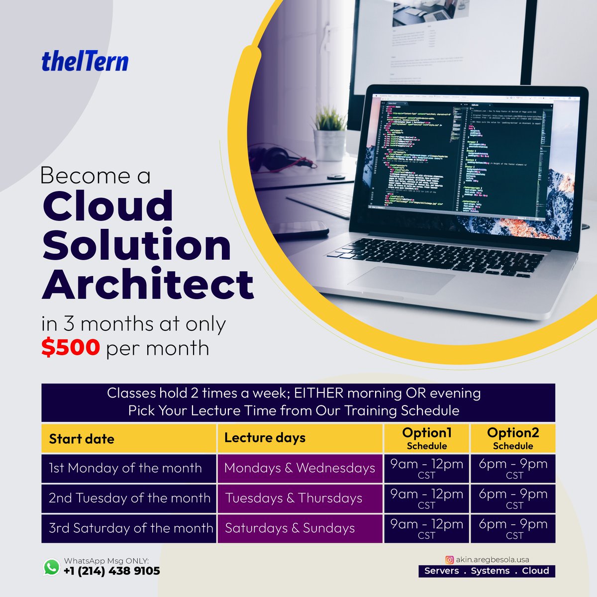 akinaregbesola's tweet image. Exciting news! Introducing our 3-month training program to become a skilled Cloud Solution Architect. Join us as we embark on this incredible journey to elevate your expertise in cloud solutions!
🌐 ITern.com
.
#CloudSolutionArchitect #CareerBoost