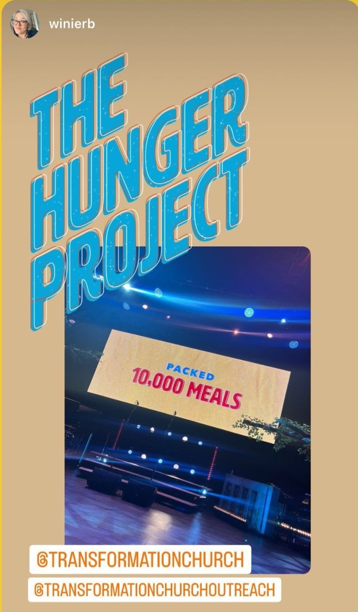 Let's go <a href="/TCTransformers/">Transformation Church</a>! We did it! 100,224 meals packed. 

Holy Spirit, may every meal remind those who receive them will reminded of the Bread of Life, the Living Water, King Jesus! May many come to him as a result. Amen.