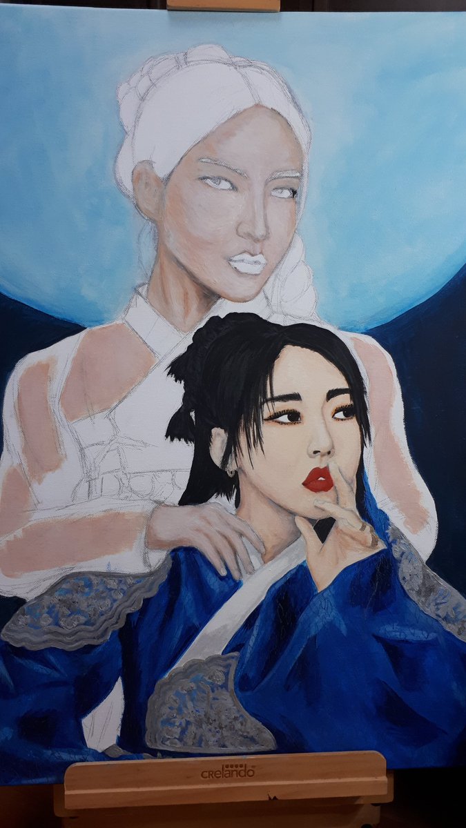 It's a little bit better, my anxiety levels are a bit lower than previously 😅 but Solar's skin is definitely gonna need more layers of paint before I start with the details 

#MAMAMOOplus #SOLAR #MOONBYUL
#마마무플러스 #솔라 #문별
#ACT_1_SCENE_1 #MAMAMOO #마마무 #mamamoofanart