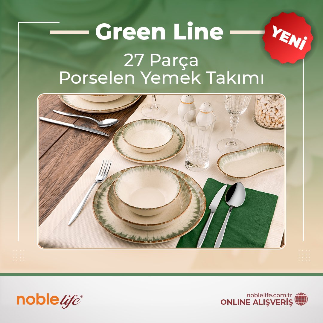 noblelife34's tweet photo. Bayram sofralarınıza şıklık katacak Green Line porselen yemek takımı. 
Online sipariş için https://t.co/wGJwf9IQCF ’yi hemen keşfet!
.
.
.
#noblelife #yaşamınızdakiasalet #porselen #yemektakımı #mutfak #onlinealışveriş https://t.co/tIClMHqE47