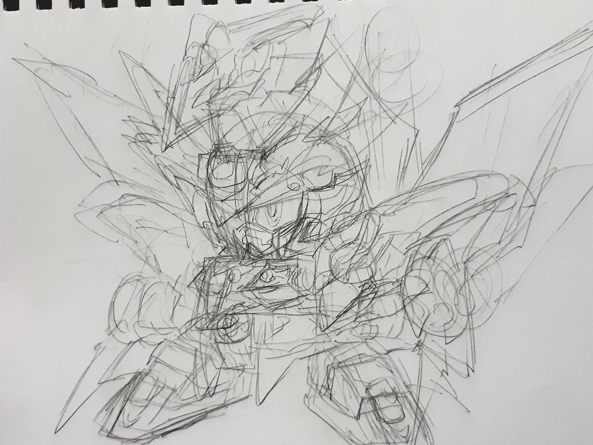 また、王禰刹宇主を考えていた時期でもあったのでアーマー追加要素はそちらに
さらに差別化するために鉄機武者にしたり、王禰刹宇主の通常形態は翼をつけない等色々悩んだ記憶
一枚目の時は四代目大将軍モチーフになってました