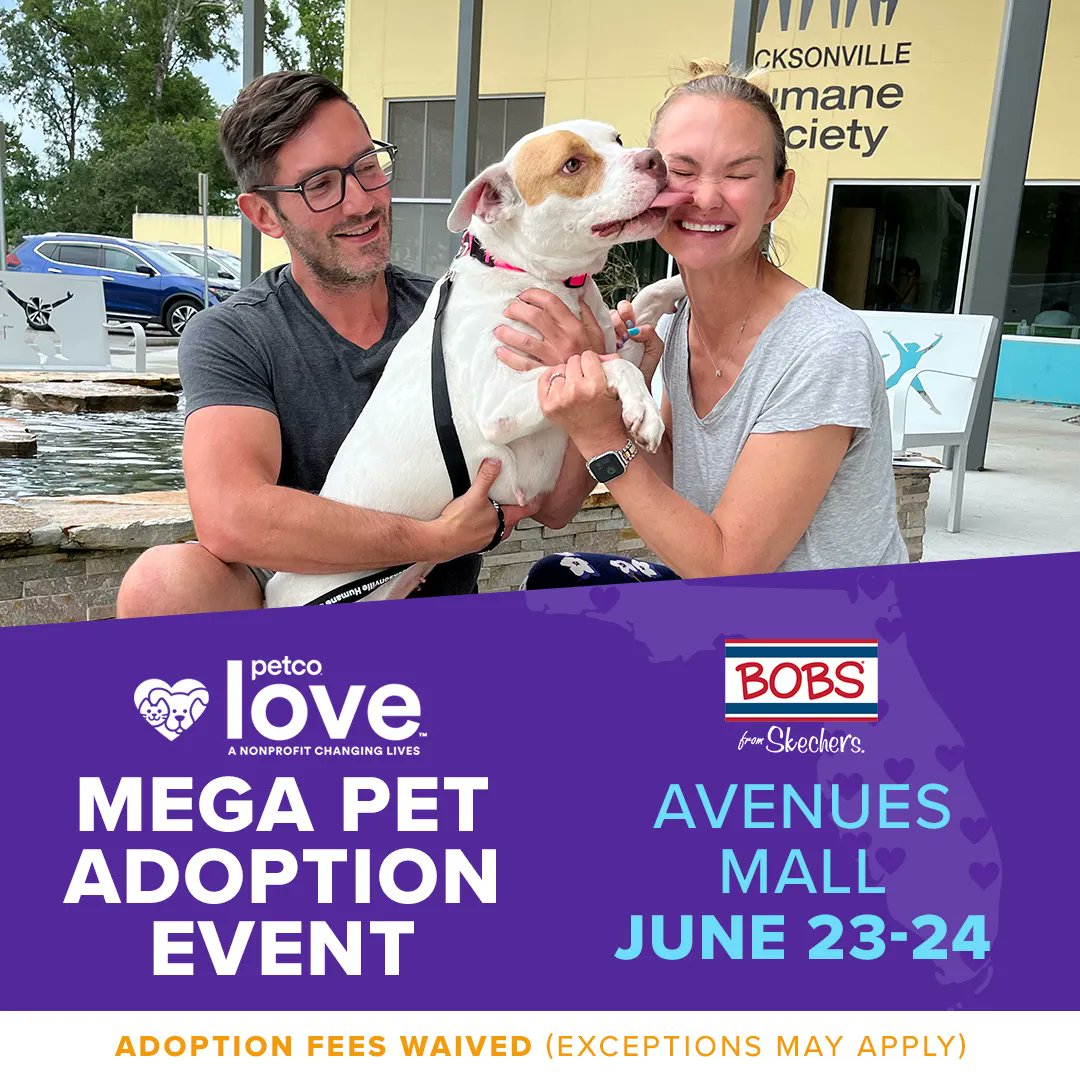 jaxhumane's tweet photo. The MEGA FUN continues today at the Avenues Mall and local shelters. Did you adopt? Tweet and tag @petcolove to inspire more adoptions this weekend! Info: https://t.co/Mh1mJqERNc
#PetcoLovePartner #MegaAdoptFlorida #MegaAdoptFL https://t.co/5pjVp34SP7