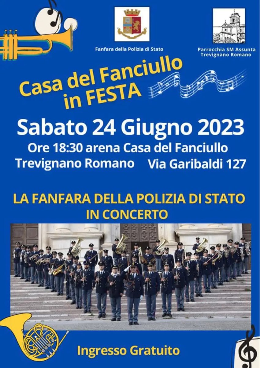 #TrevignanoRomano #24giugno 2023 #concerto #fanfara @poliziadistato @3vignano_Romano @3vignanoRomano