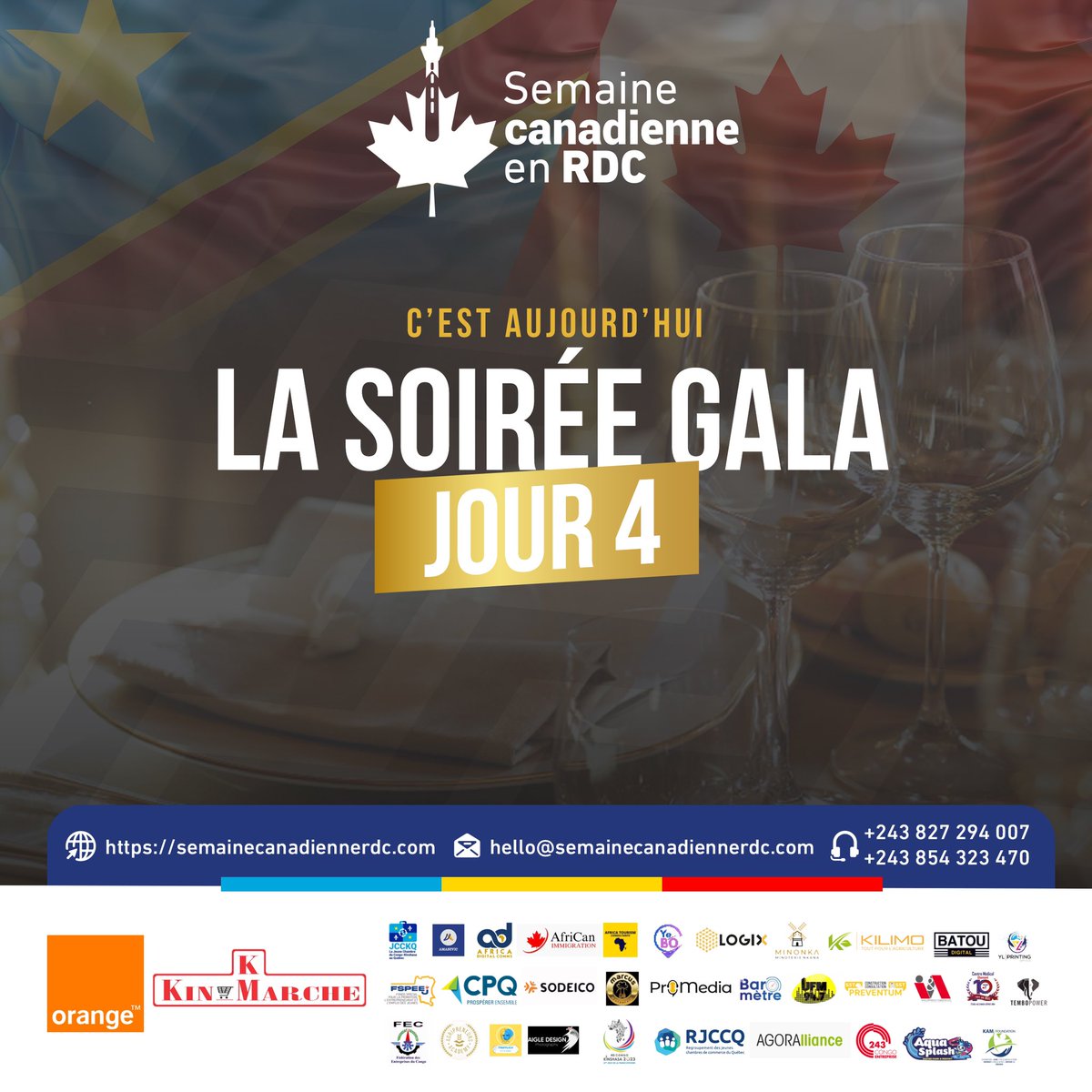 scrdc243's tweet photo. Ce soir, nous marquerons la fin de cette 1ère édition avec une soirée de #Gala qui s’annonce très riche !🇨🇩🇨🇦

L’entrée est sur invitation et par participation, merci de nous contacter pour plus d’informations. https://t.co/WN7q7q3z6C