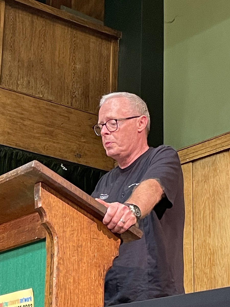 Len Hockey, secretary of Unite Bart’s health branch in east London moves the resolution at #NSSN2023 calling for opposition through strike action if necessary to the Tory Strikes Bill.