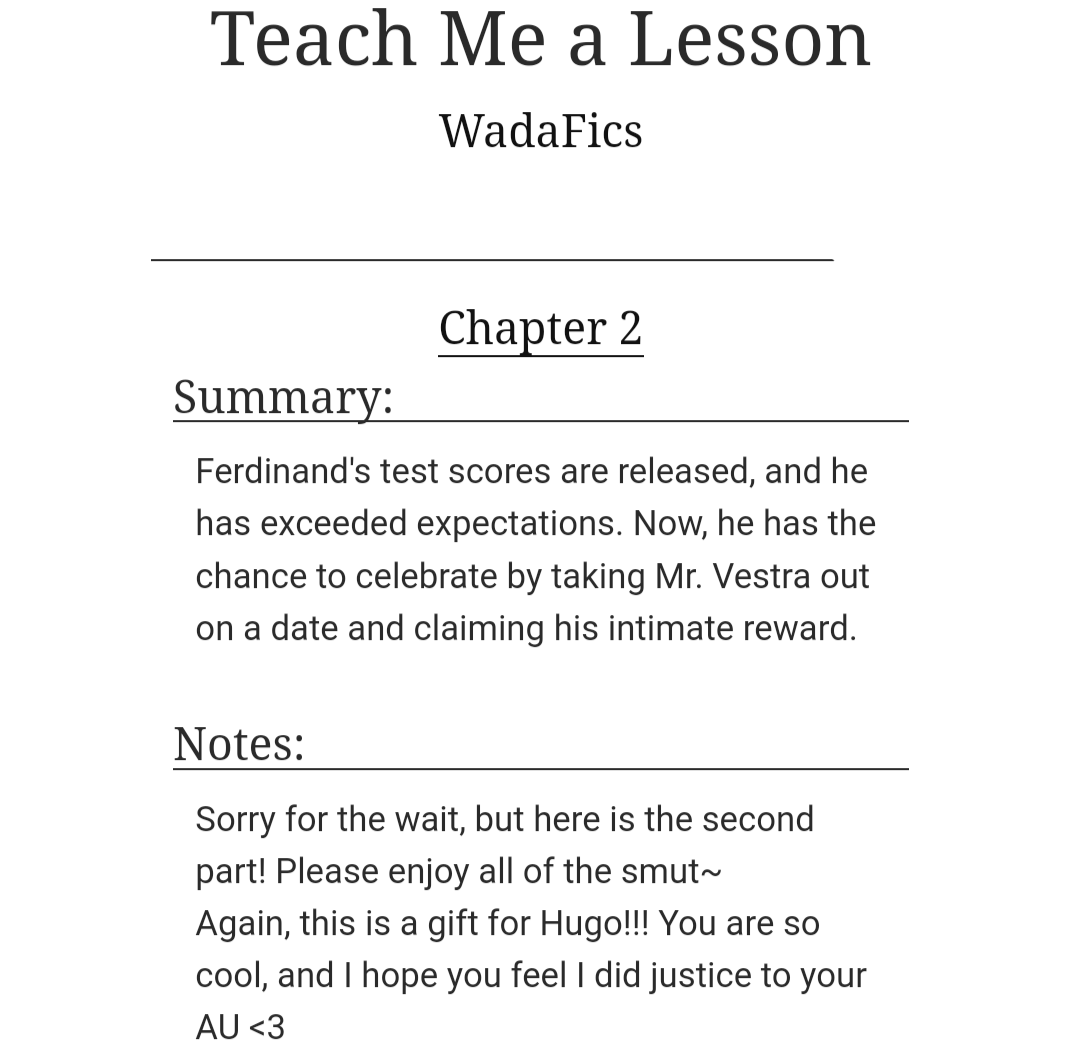 MahouMiss's tweet photo. "Teach me a Lesson" | Chap 2 | NSFW Modern AU | Pre/Post-TS #Ferdibert #FerHu
SUMMARY: Ferdinand has scored high on all of his exams. Now, Hubert has to hold his end of the deal and go out on a romantic date together. Tension ensues.
READ HERE: https://t.co/FMF1qUuJsV https://t.co/x54Jxhv4Fs