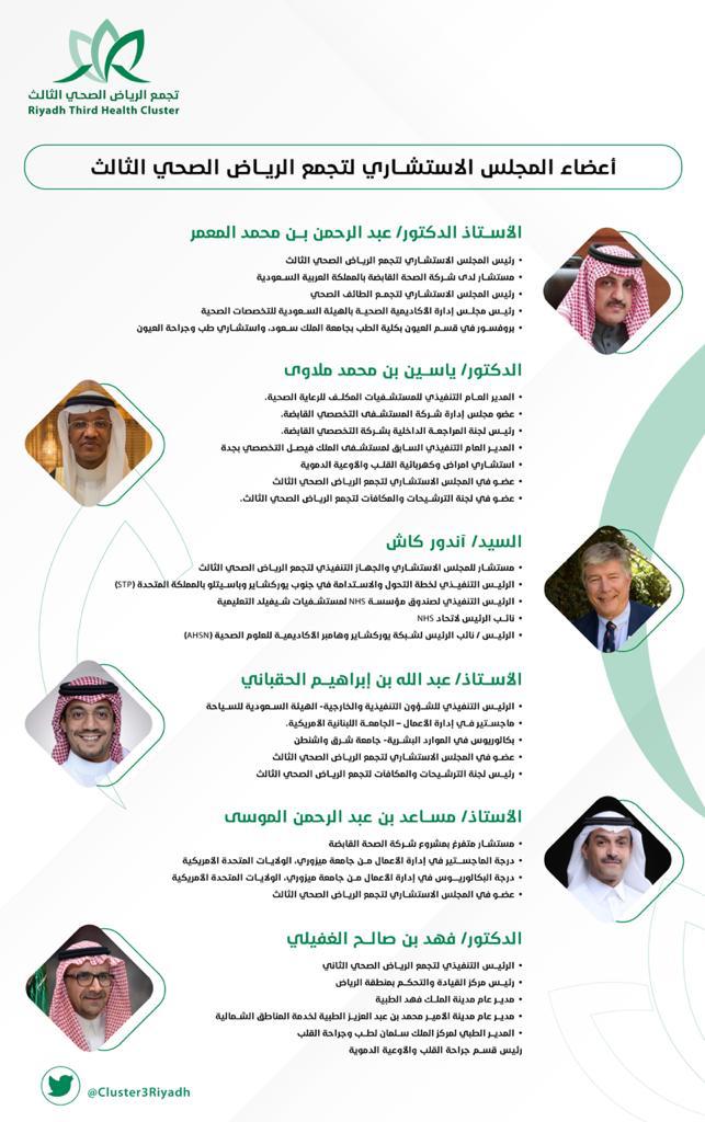يتقدم الرئيس التنفيذي وجميع منسوبي  #تجمع_الرياض_الصحي_الثالث بالشكر والتقدير لرئيس وأعضاء المجلس الاستشاري للتجمع بمناسبة استكمال مهام المجلس وانتهاء فترة عملهم