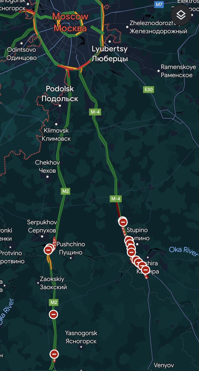 I wonder why there's all these road closures on the highways leading to Moscow 🤔