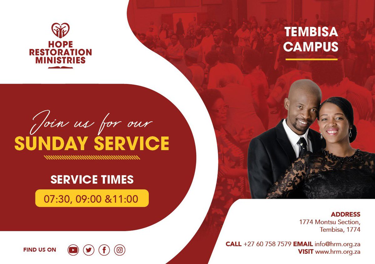 Hope Restoration SA on Twitter fellowship with us tomorrow at