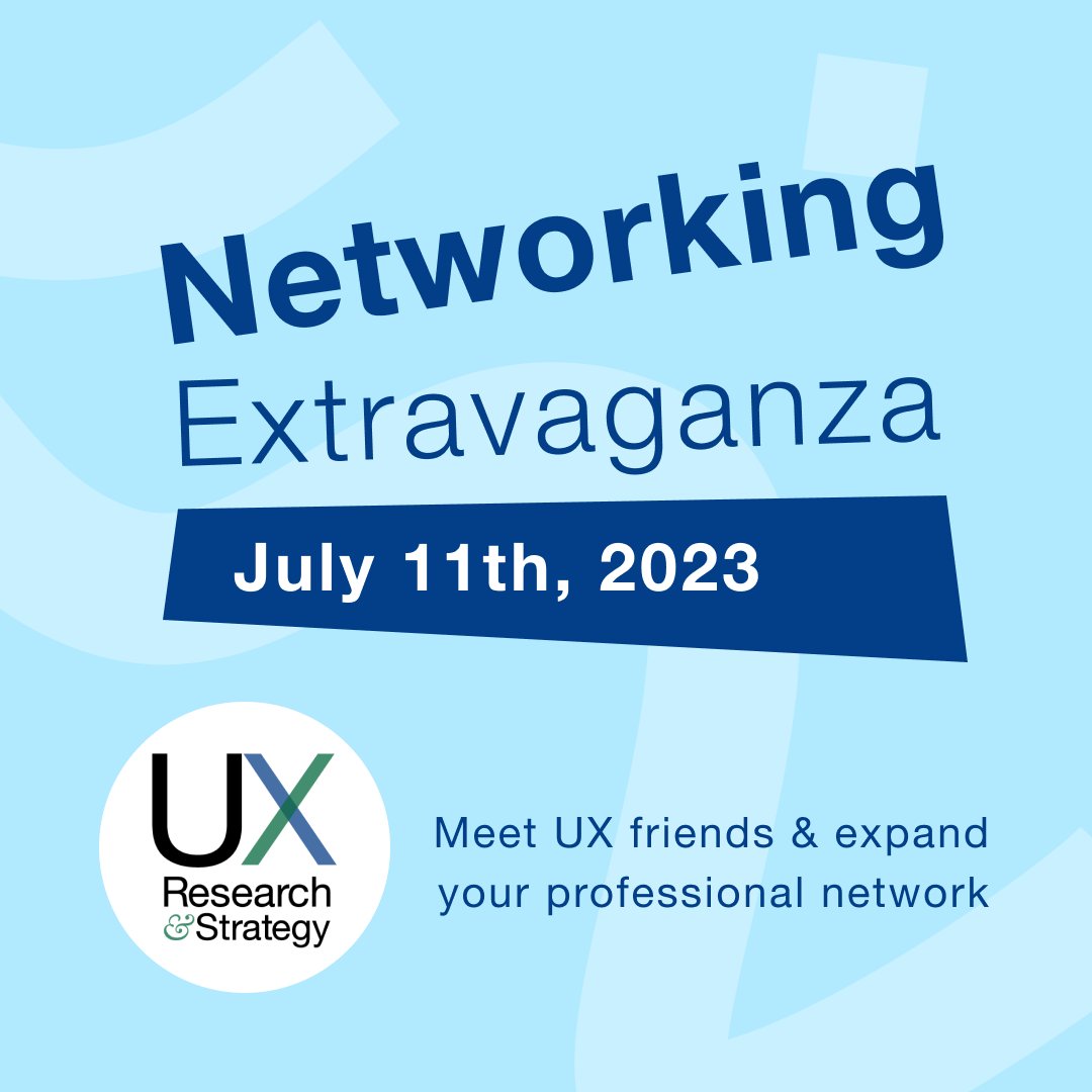 Do you love to chat about all things UX research? Then our Summer Networking Extravaganza is just the place for you! ecs.page.link/Pe3vt 

#UX #UXRS #UserExperience #UXDesign #Psychology #ServiceDesign #UXResearchAndStrategy #Collaboration #DesignThinking #CX #UXDesigner