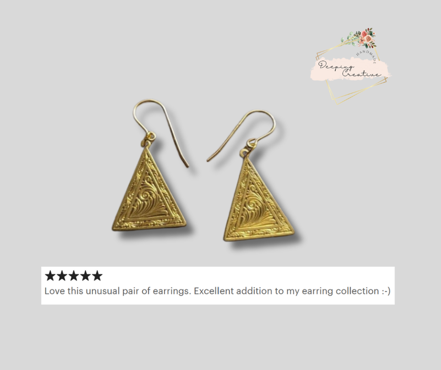 5-star review. 'Love this unusual pair of earrings' etsy.me/3tk2Wvq
 #handmade #esty #etsygifts #giftforher #etsyfinds #etsyshop #giftsforher #deepingcreativellc #5stars #5starsreview #earrings #goldjewelry #statementpiece