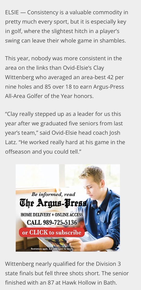 CoachLatz's tweet photo. Extremely proud of @ClayWittenberg on earning the Golfer of the year award from the @ArgusPreps ! What an incredible accomplishment and career! https://t.co/68bJJvBLVL