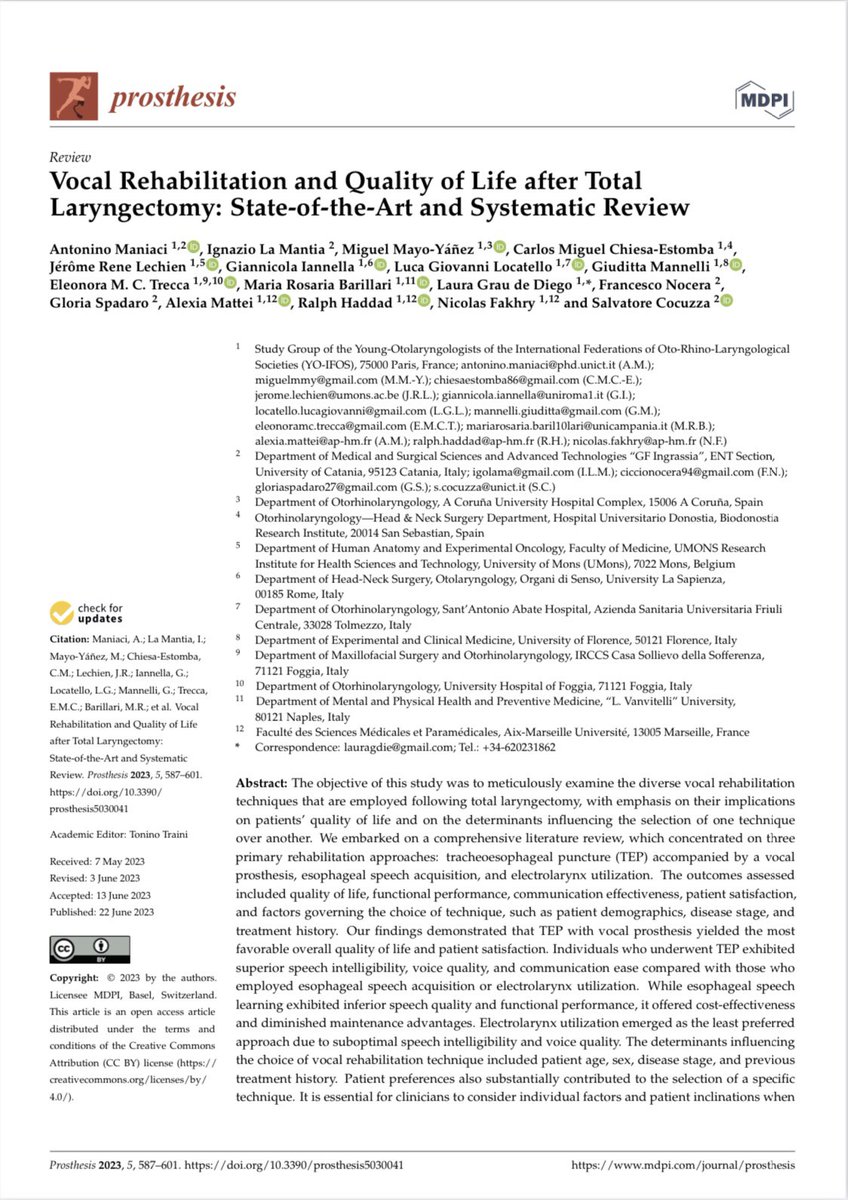 Do not miss latest Yo-IFOS publication 🌍🦻🏼👃🏻👅 ℹ️ Fulll-text article: doi.org/10.3390/prosth… #laryngology #ent #qualityoflife #yoifos #yoifosresearchgroup