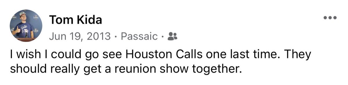 Mr. Kida (@mrthomaskida) on Twitter photo 10 years ago, almost to the day, I wished to see one of my favorite bands one last time. Last night, <a href="/HoustonCalls/">Houston Calls</a> did not disappoint. The music, the crowd, the feelings were all perfect. Thank you and congrats on amazing reunion. 10 years ago, almost to the day, I wished to see one of my favorite bands one last time. Last night, <a href="/HoustonCalls/">Houston Calls</a> did not disappoint. The music, the crowd, the feelings were all perfect. Thank you and congrats on amazing reunion.