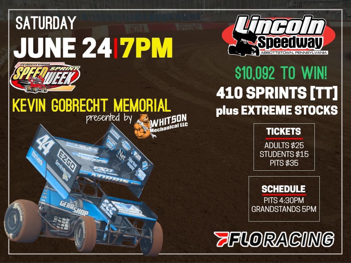 lincolnspeedway's tweet photo. It’s ⓇⒶⒸⒺⒹⒶⓎ for the 𝟮𝟰𝘁𝗵 𝗔𝗻𝗻𝘂𝗮𝗹 𝗞𝗲𝘃𝗶𝗻 𝗚𝗼𝗯𝗿𝗲𝗰𝗵𝘁 𝗠𝗲𝗺𝗼𝗿𝗶𝗮𝗹 presented by Whitson Mechanical LLC! Looking forward to kicking off @PASpeedWeek 

💥$10,092 to win!
💥$250 Quick Time Bonus from Mac Stack
💥Plus Extreme Stocks [Following BAPS  rules] https://t.co/ljRhC7xaY1