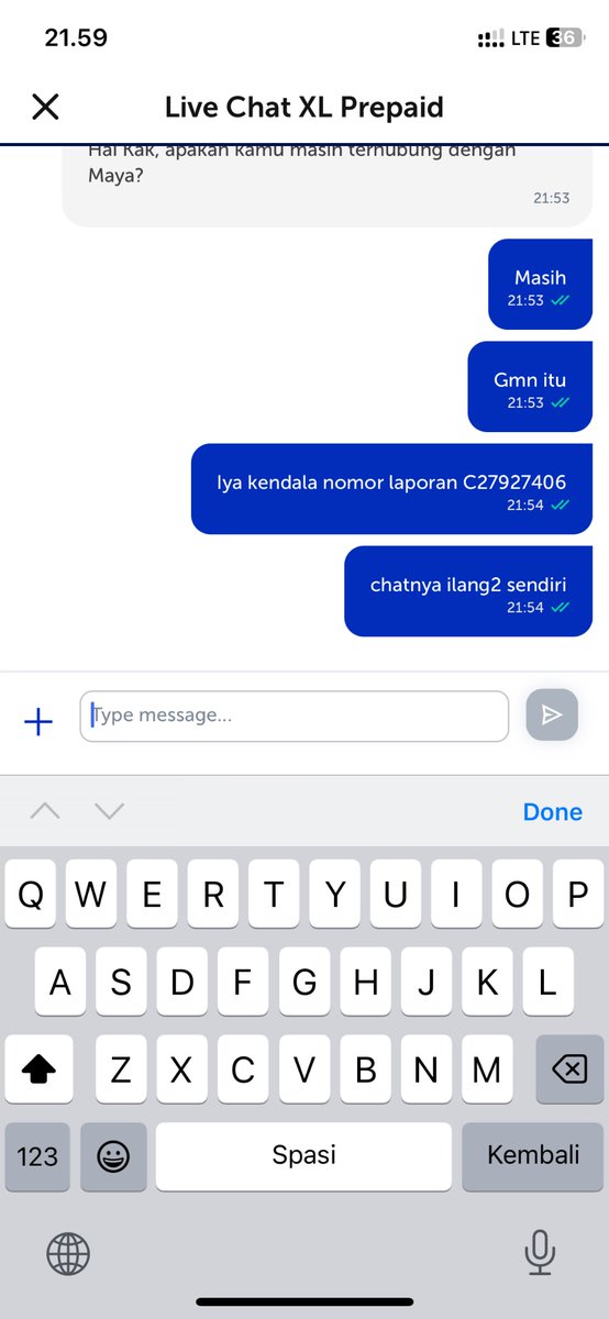 AndikaKyM's tweet photo. @myXLCare klo ga sanggup bkin fitur live chat balik ke SMS aja udah pke sok2 an pke bot tp chatnya ilang trs hrs ngulang2 mlulu tol uda 5x gw hub live chat https://t.co/DZs04rNvK7