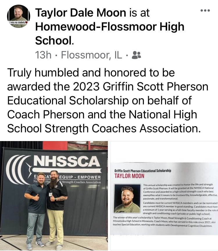 Congratulations to the most amazing strength coach! @MrCoachMoon Thank you for all you do at Minnetonka High School! #TonkaStrong #LeadingTheWay #ChangingLivesForTheBetter